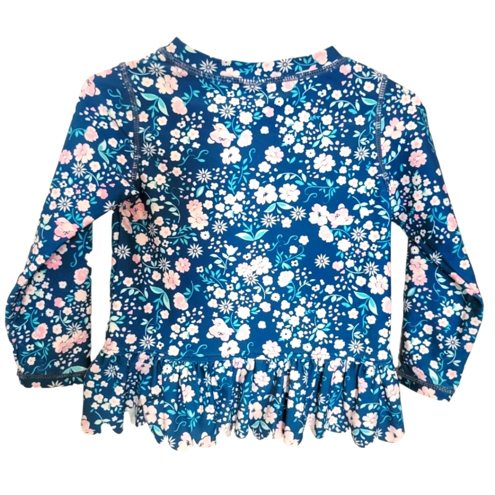 RuffleButts Moonlit Meadow Long Sleeve Swim Rash Guard Top | 2T